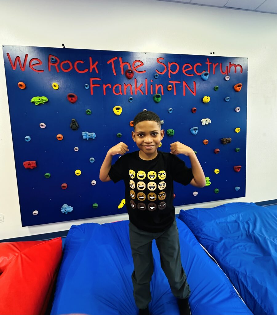 Sensory-friendly Franklin TN climbing wall at We Rock the Spectrum